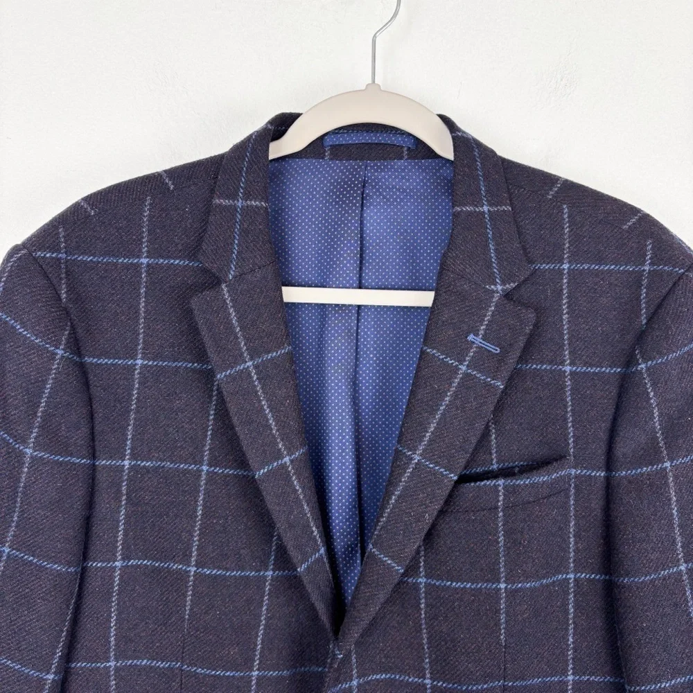 Sand Copenhagen Men’s Virgin Wool Plaid Blazer Sz 52